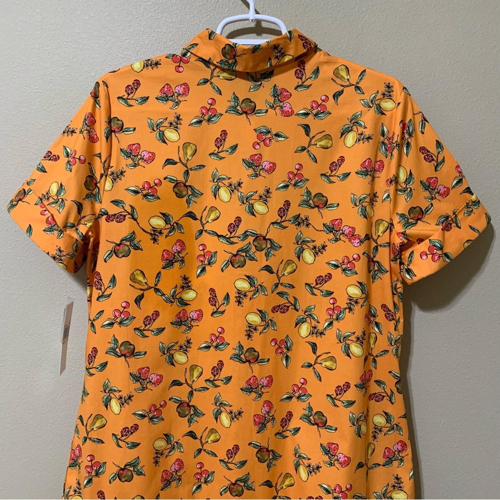 Donna Morgan Multi Fruit Print Poplin A-Line Shirtdress-Size 8 NWT - Picture 5 of 9